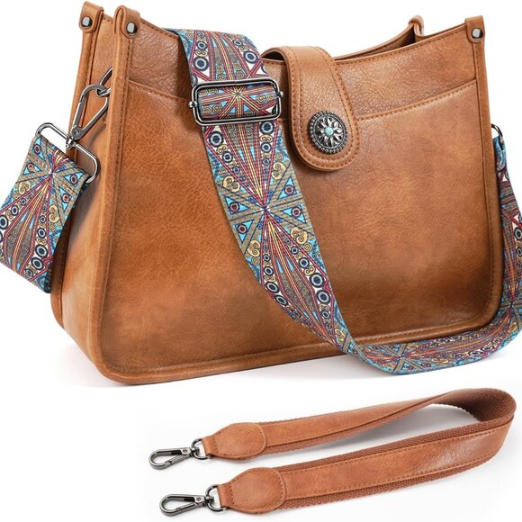 Crossbody Bags For Women Trendy, Vegan Leather Hobo Purse Shoulder Handbag Bucke - Picture 1 of 7